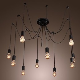 Żyrandol Vintage Design Żarówki w zestawie Living 10 świateł Lampa wisząca