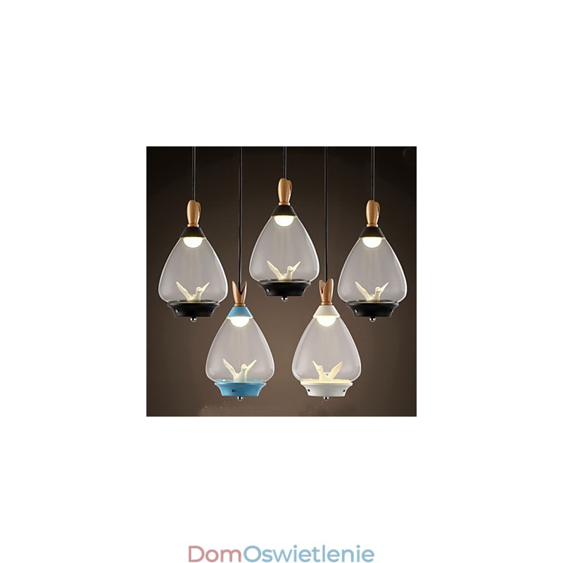 Wisiorek z pojedynczą główką ze szkła w kształcie małego ptaka