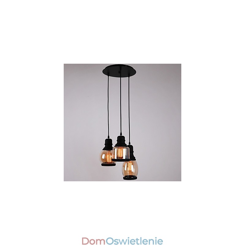 Antyczny szklany klosz 3 światła artystyczne minimalistyczne wiszące