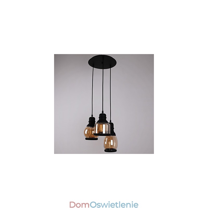 Antyczny szklany klosz 3 światła artystyczne minimalistyczne wiszące