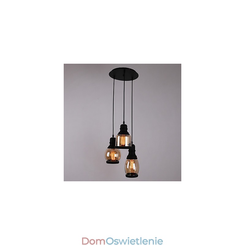 Antyczny szklany klosz 3 światła artystyczne minimalistyczne wiszące