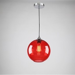 Nowoczesna szklana lampa wisząca w okrągłym czerwonym kształcie bańki