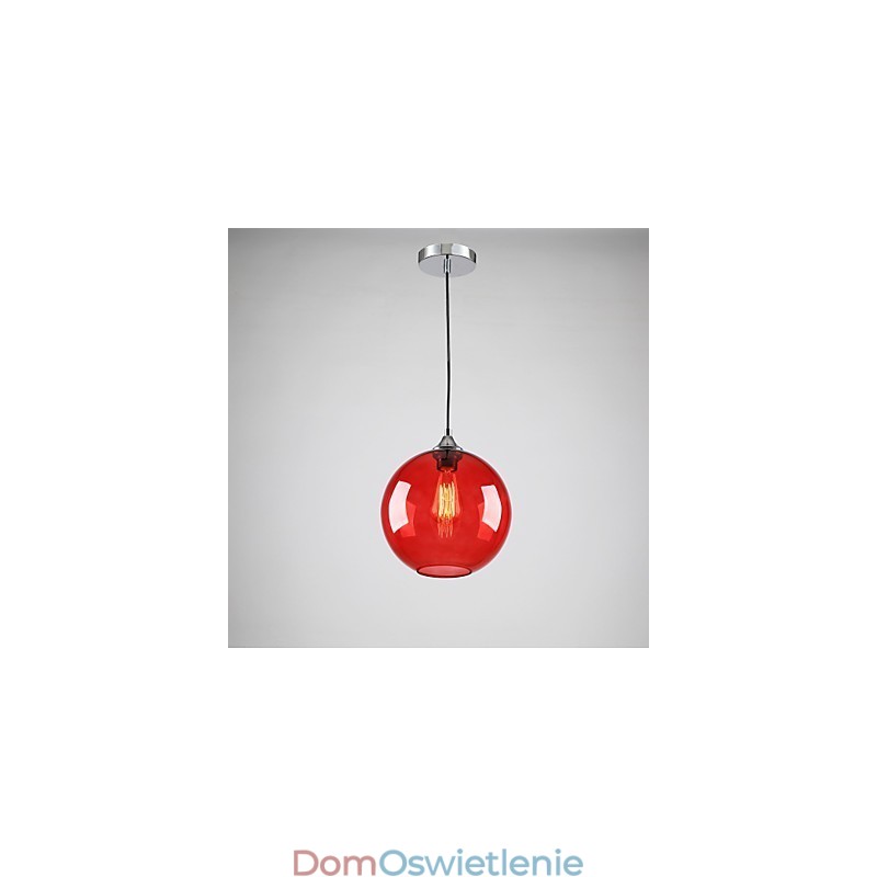 Nowoczesna szklana lampa wisząca w okrągłym czerwonym kształcie bańki