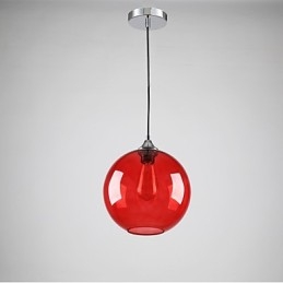 Nowoczesna szklana lampa wisząca w okrągłym czerwonym kształcie bańki