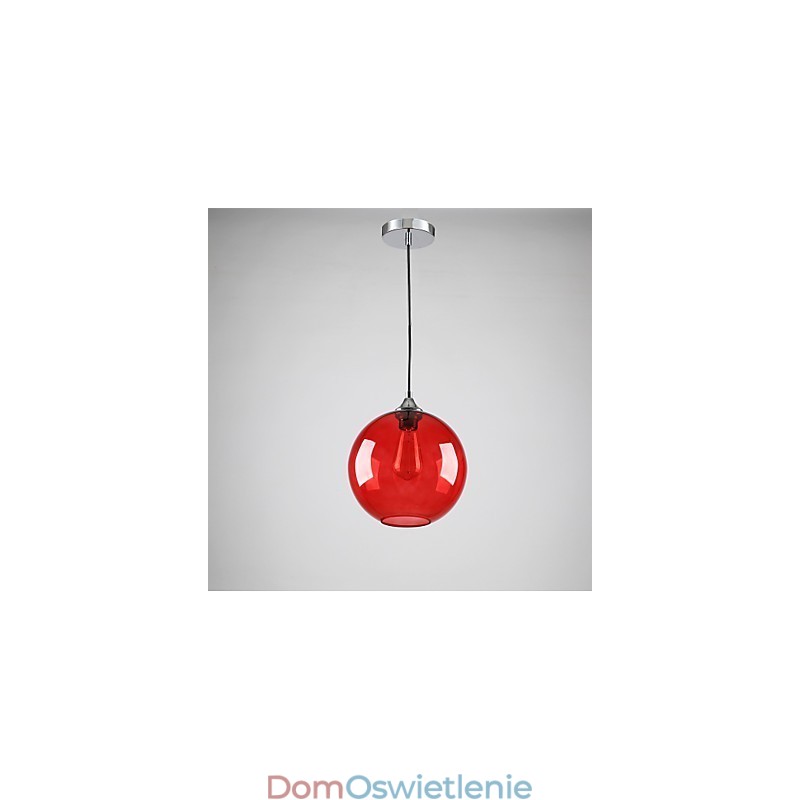 Nowoczesna szklana lampa wisząca w okrągłym czerwonym kształcie bańki