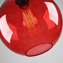 Nowoczesna szklana lampa wisząca w okrągłym czerwonym kształcie bańki