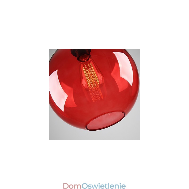Nowoczesna szklana lampa wisząca w okrągłym czerwonym kształcie bańki