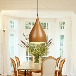 Lampa wisząca retro z drewna i metalu, lampy wiszące do kawiarni