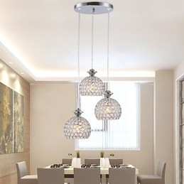 3-głowicowa nowoczesna współczesna lampa wisząca kryształowa