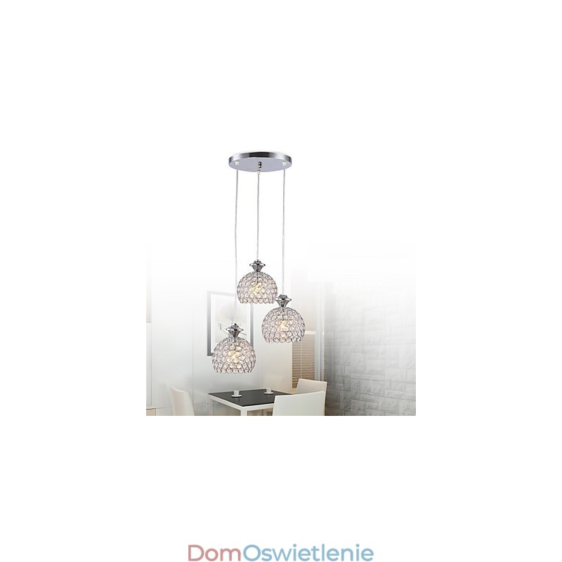 3-głowicowa nowoczesna współczesna lampa wisząca kryształowa