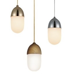 Miniaturowa lampa wisząca Acorn 1 światło Nowoczesna prostota Złoty chrom Wykończenie w kolorze drewna Stal węglowa i szkło Droplight