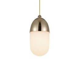 Miniaturowa lampa wisząca Acorn 1 światło Nowoczesna prostota Złoty chrom Wykończenie w kolorze drewna Stal węglowa i szkło Droplight