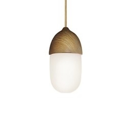 Miniaturowa lampa wisząca Acorn 1 światło Nowoczesna prostota Złoty chrom Wykończenie w kolorze drewna Stal węglowa i szkło Droplight