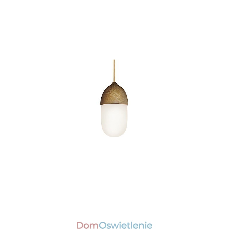 Miniaturowa lampa wisząca Acorn 1 światło Nowoczesna prostota Złoty chrom Wykończenie w kolorze drewna Stal węglowa i szkło Droplight