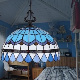 Europejskie wiejskie kreatywne sztuki witraż żyrandol przywracający starożytne sposoby lampa światło