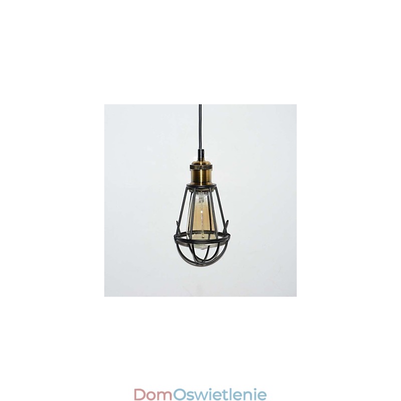 Lampa LOFT Vintage Lampa wisząca Edison Light Czarna klatka z żelaza Metalowy klosz Lampa w stylu magazynowym Oświetlenie
