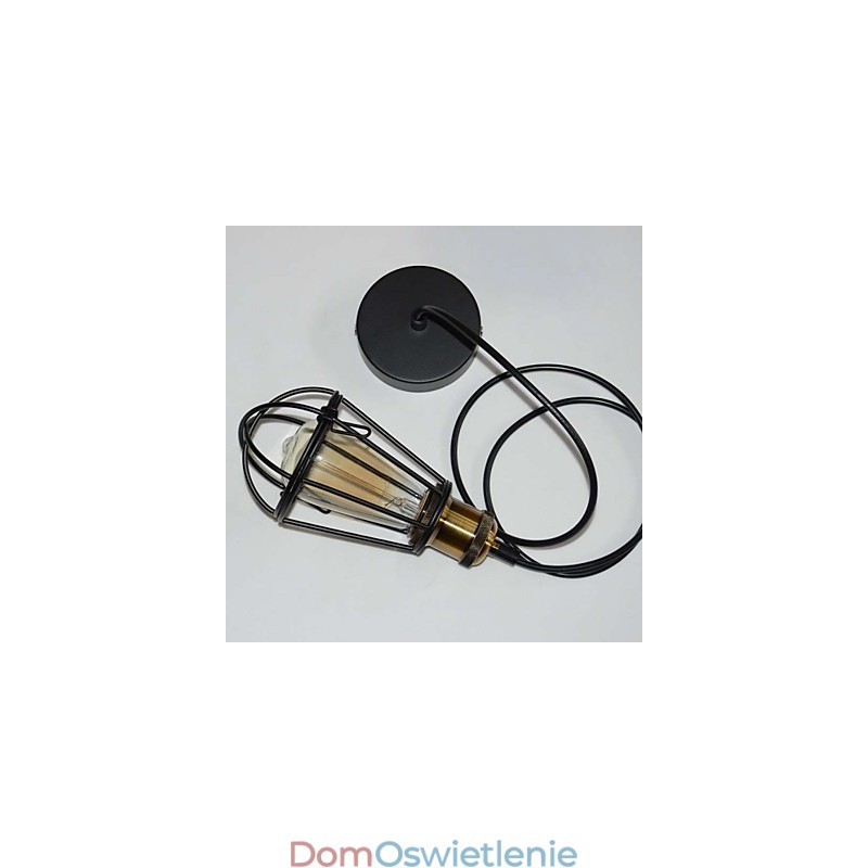 Lampa LOFT Vintage Lampa wisząca Edison Light Czarna klatka z żelaza Metalowy klosz Lampa w stylu magazynowym Oświetlenie