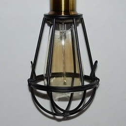 Lampa LOFT Vintage Lampa wisząca Edison Light Czarna klatka z żelaza Metalowy klosz Lampa w stylu magazynowym Oświetlenie