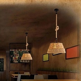 Loft Industrial Wind Creative Nordic Hemp Rope Meals Żyrandol Lampa