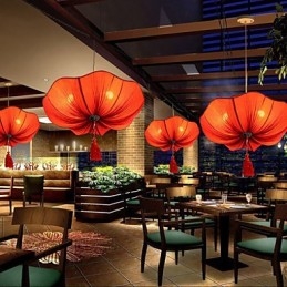 Sztuka tkaniny Romantyczna imitacja klasycznego Droplight Południowo-wschodnia Azja Lampa Latarnia Lotosu Światło