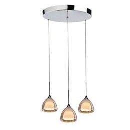 3 światła Dwuwarstwowa lampa wisząca na wyspę Szkło pęknięte Chrom polerowany