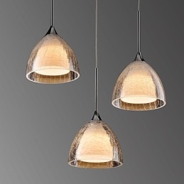 3 światła Dwuwarstwowa lampa wisząca na wyspę Szkło pęknięte Chrom polerowany