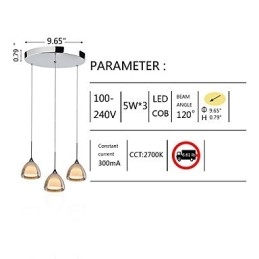 3 światła Dwuwarstwowa lampa wisząca na wyspę Szkło pęknięte Chrom polerowany