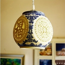 Lampa ceramiczna retro lampa schody niebieski pojedynczy żyrandol kreatywny