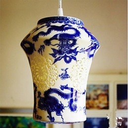 Lampa ceramiczna retro lampa schody niebieski pojedynczy żyrandol kreatywny