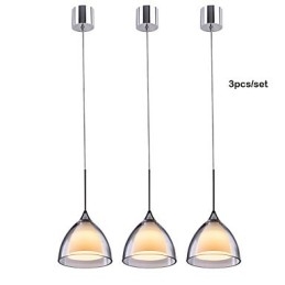 1 Światło Dwuwarstwowa lampa wisząca na wyspę Szkło przezroczyste Polerowany chrom