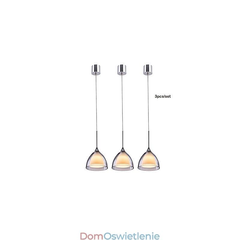 1 Światło Dwuwarstwowa lampa wisząca na wyspę Szkło przezroczyste Polerowany chrom