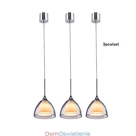 1 Światło Dwuwarstwowa lampa wisząca na wyspę Szkło przezroczyste Polerowany chrom