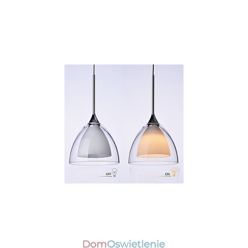 1 Światło Dwuwarstwowa lampa wisząca na wyspę Szkło przezroczyste Polerowany chrom