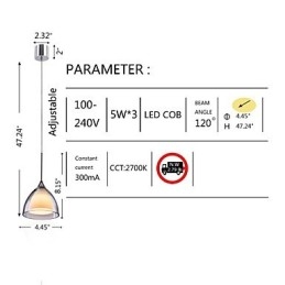 1 Światło Dwuwarstwowa lampa wisząca na wyspę Szkło przezroczyste Polerowany chrom