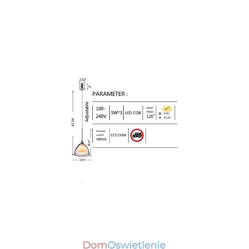 1 Światło Dwuwarstwowa lampa wisząca na wyspę Szkło przezroczyste Polerowany chrom