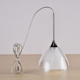 1 Światło Dwuwarstwowa lampa wisząca na wyspę Szkło przezroczyste Polerowany chrom