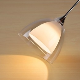 1 Światło Dwuwarstwowa lampa wisząca na wyspę Szkło przezroczyste Polerowany chrom