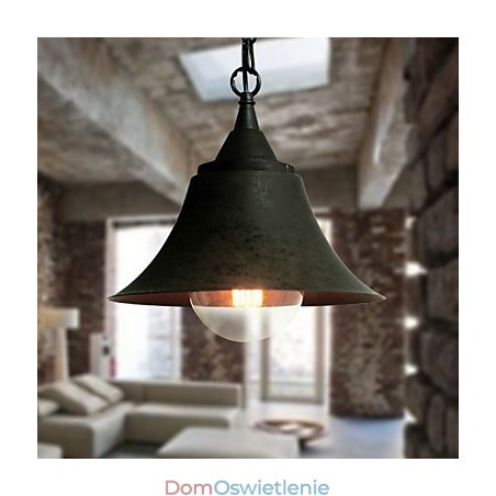 Średniej wielkości lampa wisząca w kształcie dzwonka w kolorze matowej czerni w stylu vintage Średniej wielkości lampa wisząca w kształcie dzwonka w kolorze matowej czerni w stylu vintage