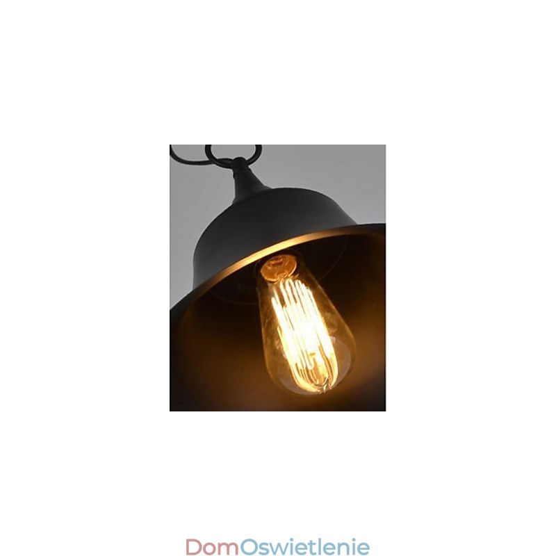Średniej wielkości lampa wisząca w kształcie dzwonka w kolorze matowej czerni w stylu vintage