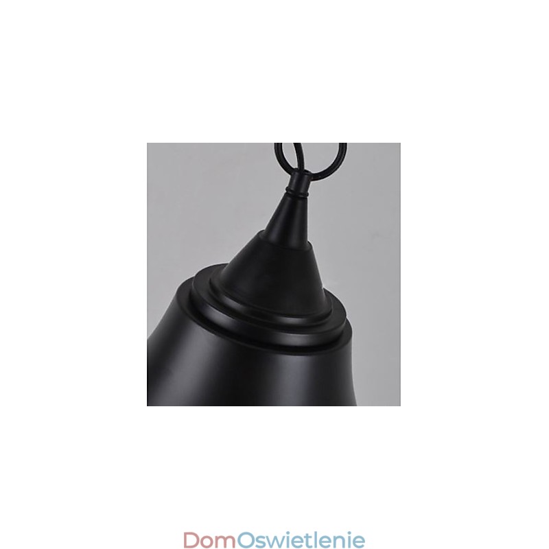 Średniej wielkości lampa wisząca w kształcie dzwonka w kolorze matowej czerni w stylu vintage