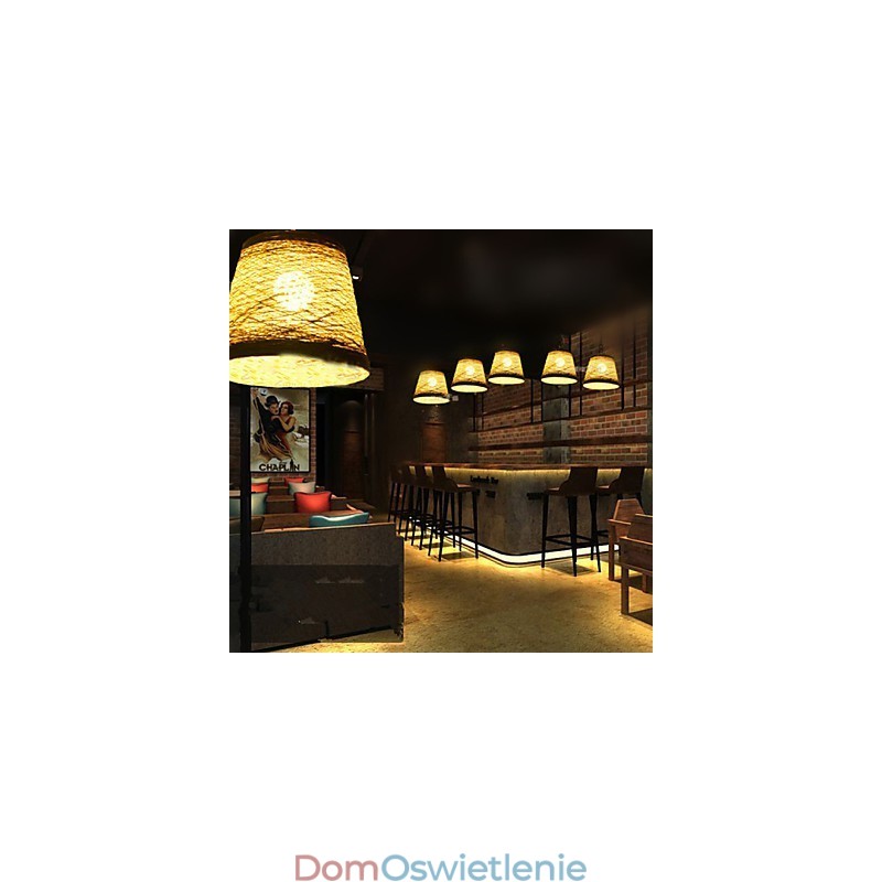 Nowoczesna, wiejska lampa Cany Art Woven Rattan Single Head Droplight