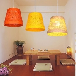 Nowoczesna, wiejska lampa Cany Art Woven Rattan Single Head Droplight