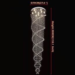 Oświetlenie sufitowe Żyrandol Wiszące Oświetlenie z K9 Kryształ Podwójna Spirala D70CM H300CM