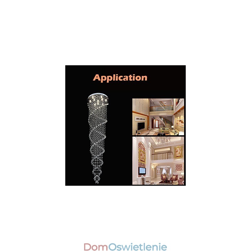 Oświetlenie sufitowe Żyrandol Wiszące Oświetlenie z K9 Kryształ Podwójna Spirala D70CM H300CM