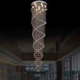 Oświetlenie sufitowe Żyrandol Wiszące Oświetlenie z K9 Kryształ Podwójna Spirala D70CM H300CM