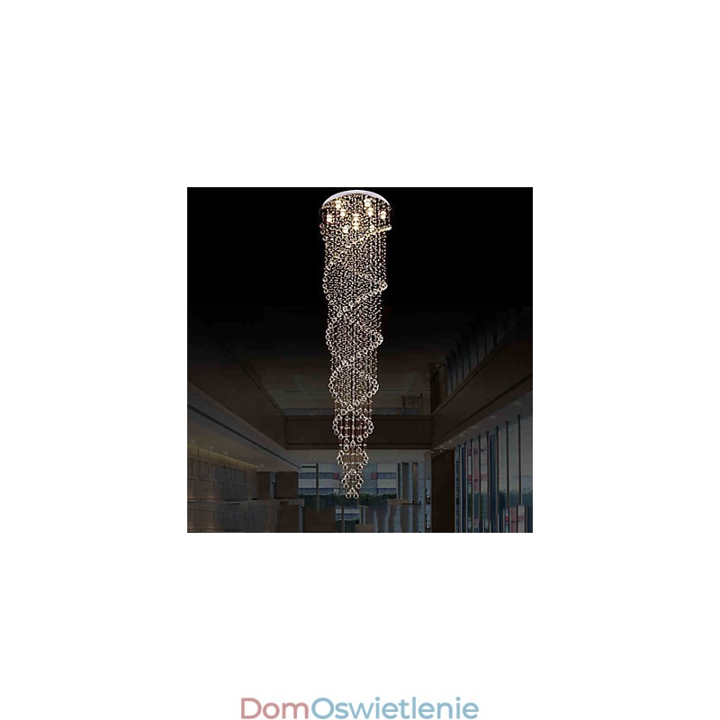 Oświetlenie sufitowe Żyrandol Wiszące Oświetlenie z K9 Kryształ Podwójna Spirala D70CM H300CM