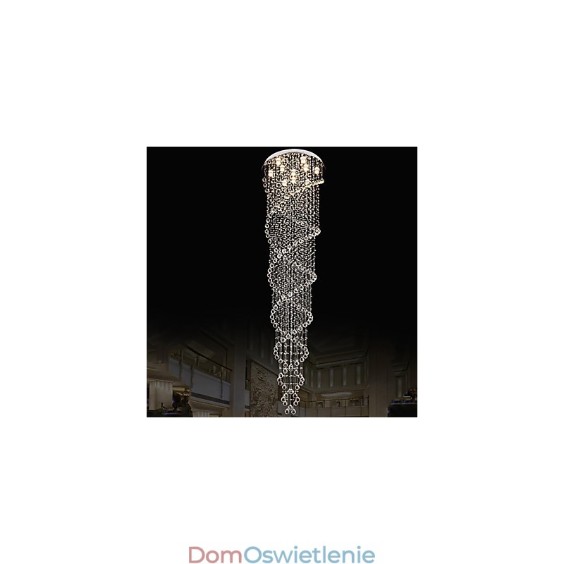 Oświetlenie sufitowe Żyrandol Wiszące Oświetlenie z K9 Kryształ Podwójna Spirala D70CM H300CM