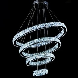 Kryształowa lampa wisząca, lampa sufitowa, żyrandol, oprawy oświetleniowe z 4 pierścieniami