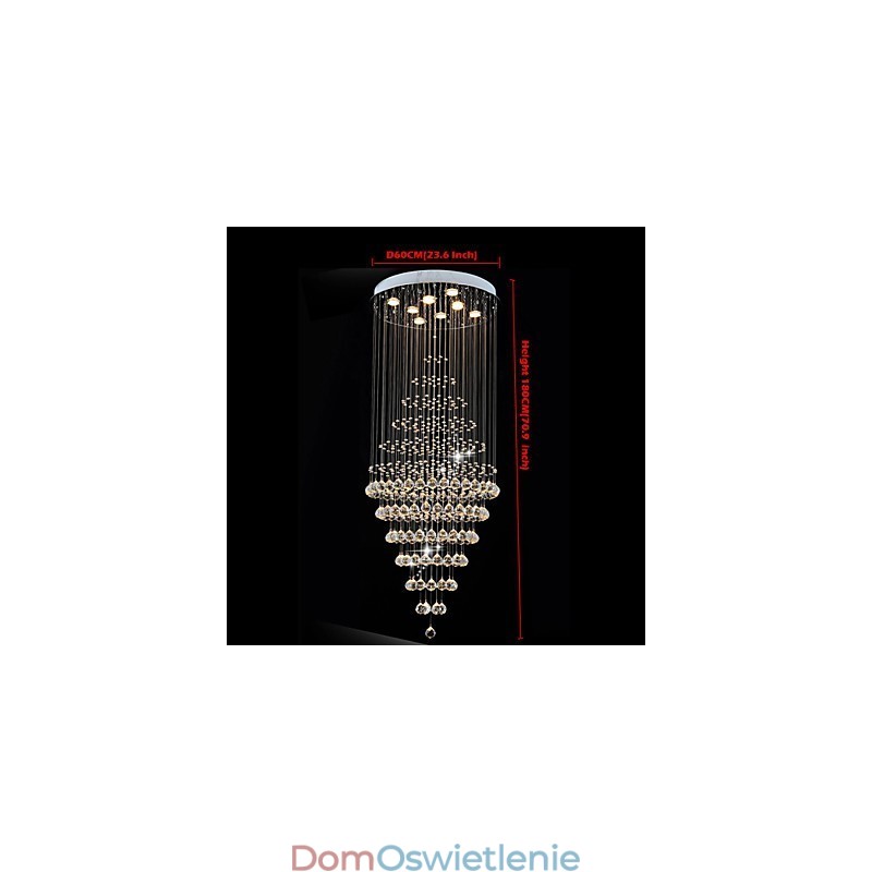 Nowoczesny kryształowy żyrandol, lampa wisząca, lampa sufitowa, oprawy z 8 żarówkami, wys. 180 cm