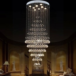 Nowoczesny kryształowy żyrandol, lampa wisząca, lampa sufitowa, oprawy z 8 żarówkami, wys. 180 cm